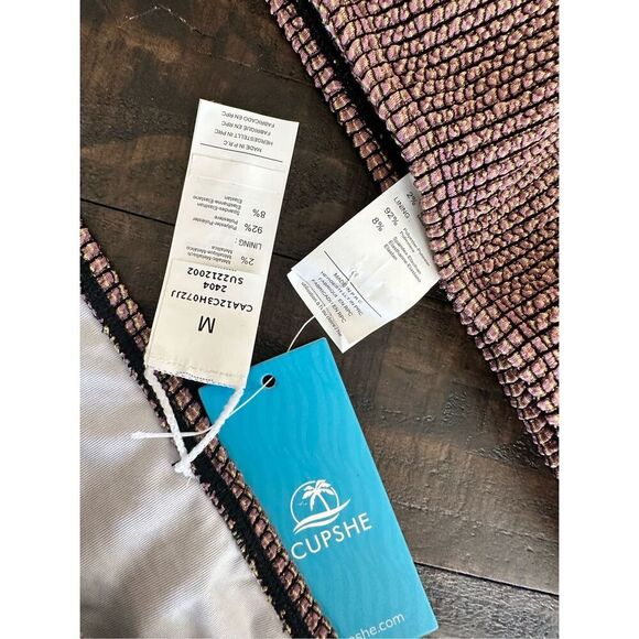 Cupshe Brown and Black Textured Crossover Bikini Size Medium New - Picture 3 of 4